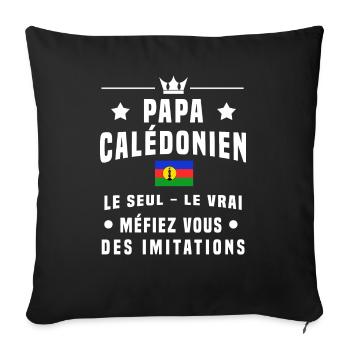 papa Calédonien drapeau méfiez vous imitations - Housse de coussin décorative 45 x 45 cm - noir - Devant