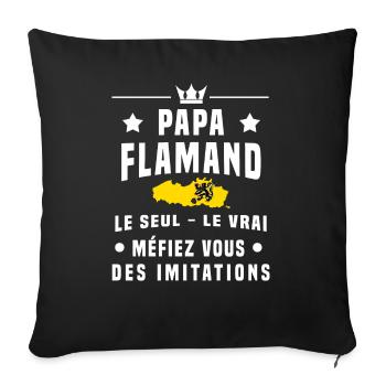 papa flamand homme méfiez vous imitations - Housse de coussin décorative 45 x 45 cm - noir - Devant