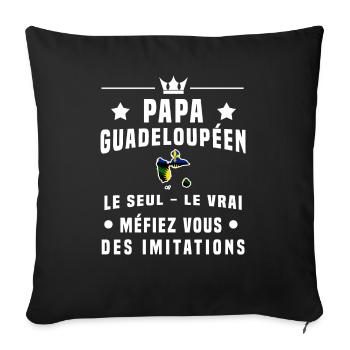 papa guadeloupéen drapeau méfiez vous imitations - Housse de coussin décorative 45 x 45 cm - noir - Devant