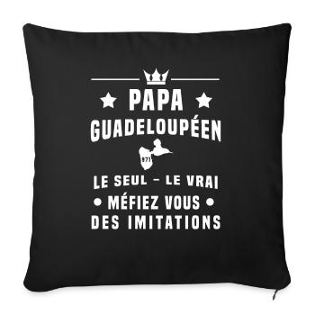 papa guadeloupéen 971 méfiez vous imitations - Housse de coussin décorative 45 x 45 cm - noir - Devant