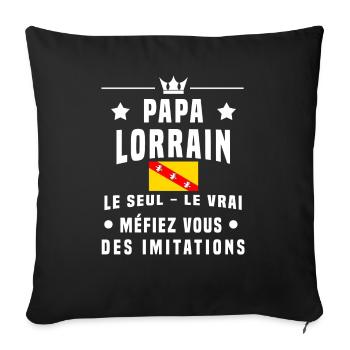 papa lorrain homme drapeau méfiez vous imitations - Housse de coussin décorative 45 x 45 cm - noir - Devant