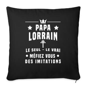 papa lorrain croix de méfiez vous imitations - Housse de coussin décorative 45 x 45 cm - noir - Devant