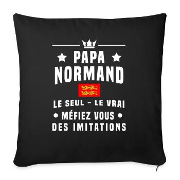 papa normand drapeau méfiez vous imitations - Housse de coussin décorative 45 x 45 cm - noir - Devant