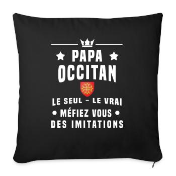 papa occitan homme drapeau méfiez vous imitations - Housse de coussin décorative 45 x 45 cm - noir - Devant