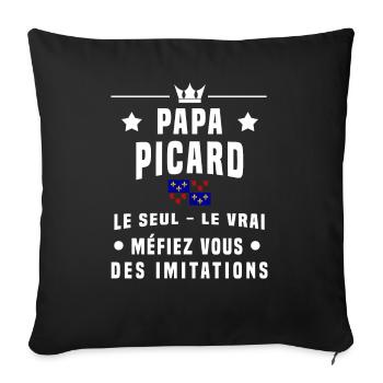 papa picard drapeau méfiez vous imitations - Housse de coussin décorative 45 x 45 cm - noir - Devant