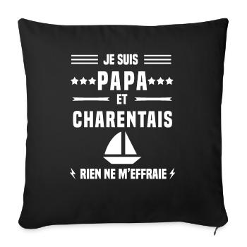 papa charentais bateau rien ne m'effraie charente - Housse de coussin décorative 45 x 45 cm - noir - Devant