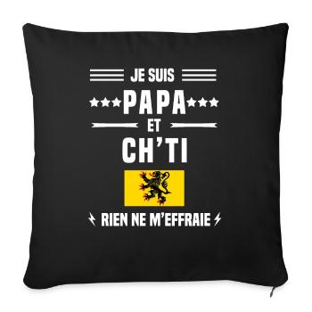 papa ch'ti drapeau rien ne m'effraie nord - Housse de coussin décorative 45 x 45 cm - noir - Devant