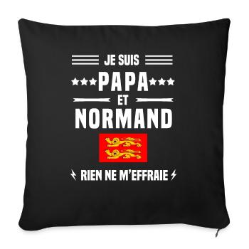 papa normand drapeau rien ne m'effraie normandie - Housse de coussin décorative 45 x 45 cm - noir - Devant