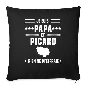 papa picard homme région rien m'effraie picardie - Housse de coussin décorative 45 x 45 cm - noir - Devant