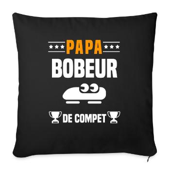 papa bobeur de compet père cadeau papa bobsleigh - Housse de coussin décorative 45 x 45 cm - noir - Devant