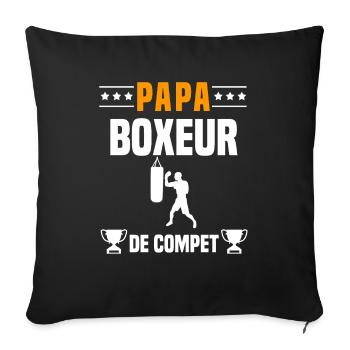 papa boxeur de compet père cadeau papa boxe - Housse de coussin décorative 45 x 45 cm - noir - Devant