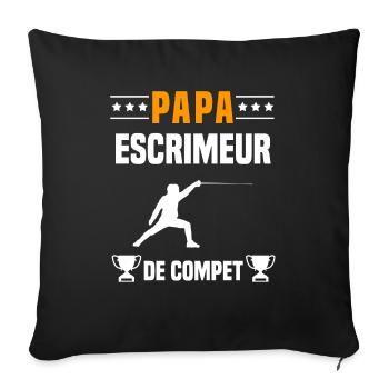 papa escrimeur de compet père cadeau papa escrime - Housse de coussin décorative 45 x 45 cm - noir - Devant
