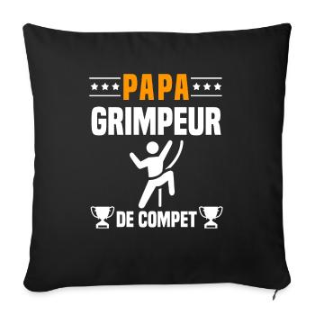 papa grimpeur de compet père cadeau papa escalade - Housse de coussin décorative 45 x 45 cm - noir - Devant