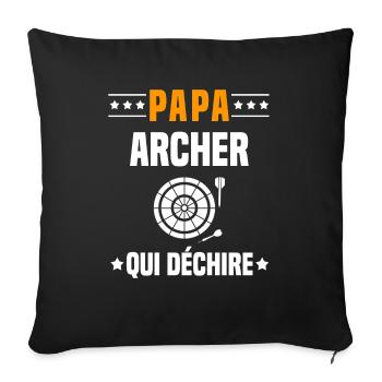 papa archer qui déchire papa tir - Housse de coussin décorative 45 x 45 cm - noir - Devant