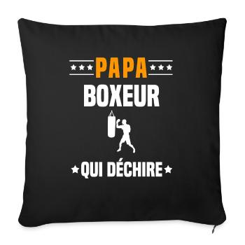 papa boxeur qui déchire papa boxe - Housse de coussin décorative 45 x 45 cm - noir - Devant