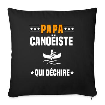 papa canoëiste qui déchire papa canoë - Housse de coussin décorative 45 x 45 cm - noir - Devant