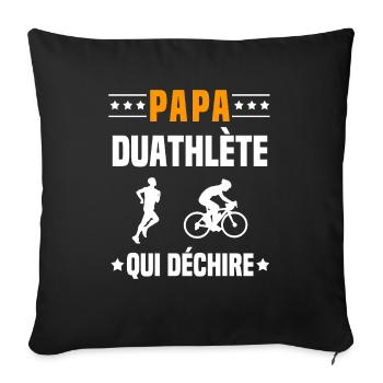 papa duathlète qui déchire papa duathlon - Housse de coussin décorative 45 x 45 cm - noir - Devant