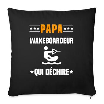 papa wakeboardeur qui déchire papa wakeboard - Housse de coussin décorative 45 x 45 cm - noir - Devant
