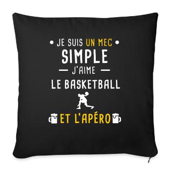 mec simple basketball sport et apéro - Housse de coussin décorative 45 x 45 cm - noir - Devant