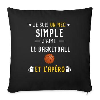 mec simple basketball et apéro - Housse de coussin décorative 45 x 45 cm - noir - Devant