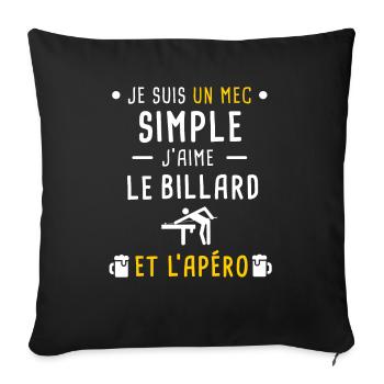 mec simple billard et apéro - Housse de coussin décorative 45 x 45 cm - noir - Devant