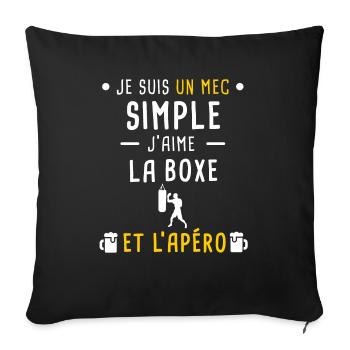 mec simple boxe et apéro - Housse de coussin décorative 45 x 45 cm - noir - Devant