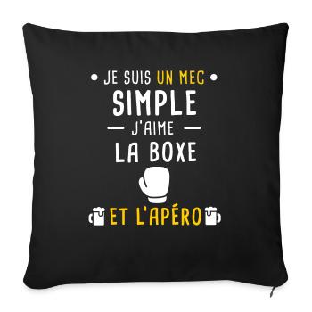 mec simple boxe gants et apéro - Housse de coussin décorative 45 x 45 cm - noir - Devant
