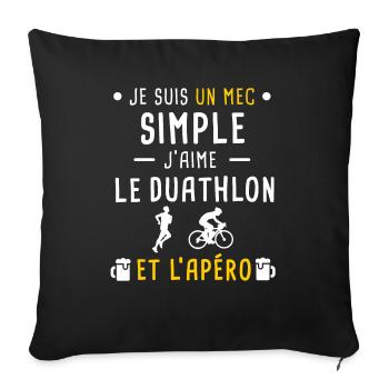 mec simple duathlon et apéro - Housse de coussin décorative 45 x 45 cm - noir - Devant