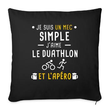mec simple duathlon sport et apéro - Housse de coussin décorative 45 x 45 cm - noir - Devant