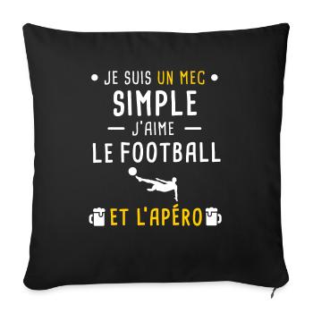 mec simple football foot et apéro - Housse de coussin décorative 45 x 45 cm - noir - Devant