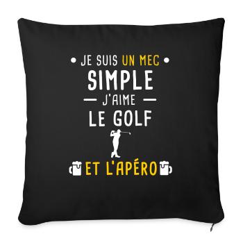 mec simple golf et apéro - Housse de coussin décorative 45 x 45 cm - noir - Devant