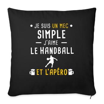 mec simple handball joueur et apéro - Housse de coussin décorative 45 x 45 cm - noir - Devant