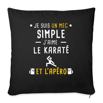 mec simple karaté combat et apéro - Housse de coussin décorative 45 x 45 cm - noir - Devant