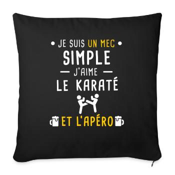 mec simple karaté art martial et apéro - Housse de coussin décorative 45 x 45 cm - noir - Devant