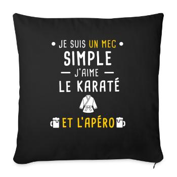 mec simple karaté karategi et apéro - Housse de coussin décorative 45 x 45 cm - noir - Devant