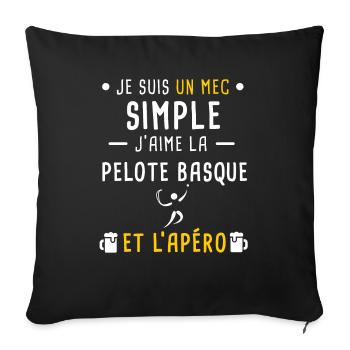 mec simple pelote basque et apéro - Housse de coussin décorative 45 x 45 cm - noir - Devant