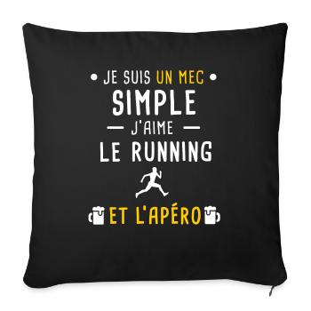 mec simple running courir et apéro - Housse de coussin décorative 45 x 45 cm - noir - Devant