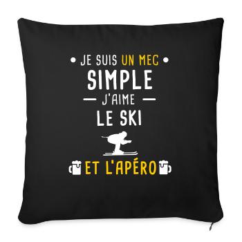 mec simple ski et apéro - Housse de coussin décorative 45 x 45 cm - noir - Devant