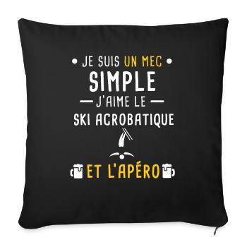 mec simple ski acrobatique et apéro - Housse de coussin décorative 45 x 45 cm - noir - Devant