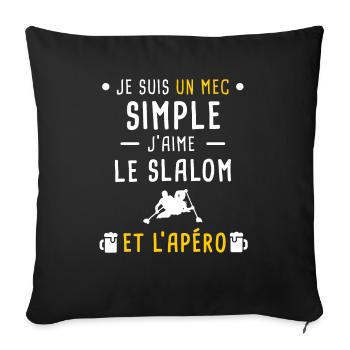 mec simple slalom et apéro - Housse de coussin décorative 45 x 45 cm - noir - Devant