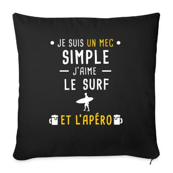 mec simple surf et apéro - Housse de coussin décorative 45 x 45 cm - noir - Devant