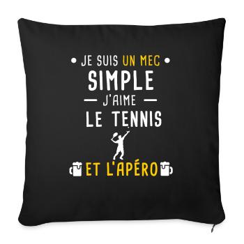 mec simple tennis et apéro - Housse de coussin décorative 45 x 45 cm - noir - Devant