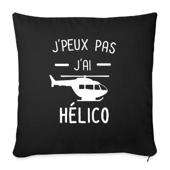 Je peux pas j'ai hélico - Housse de coussin décorative 45 x 45 cm - noir - Devant