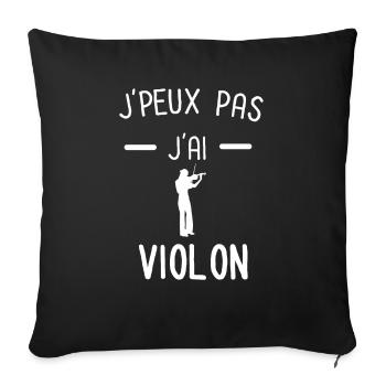 Je peux pas j'ai violon violoniste homme - Housse de coussin décorative 45 x 45 cm - noir - Devant