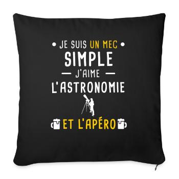 astronomie et apéro mec simple - Housse de coussin décorative 45 x 45 cm - noir - Devant
