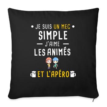 animés et apéro mec simple - Housse de coussin décorative 45 x 45 cm - noir - Devant