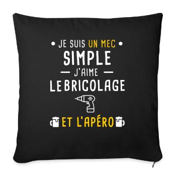 bricolage perceuse et apéro mec simple - Housse de coussin décorative 45 x 45 cm - noir - Devant