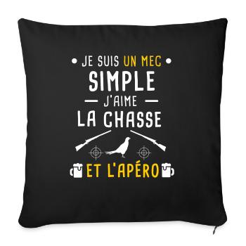 chasse au faisan et apéro mec simple - Housse de coussin décorative 45 x 45 cm - noir - Devant