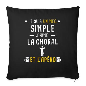 choral et apéro mec simple - Housse de coussin décorative 45 x 45 cm - noir - Devant