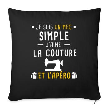 couture et apéro mec simple - Housse de coussin décorative 45 x 45 cm - noir - Devant